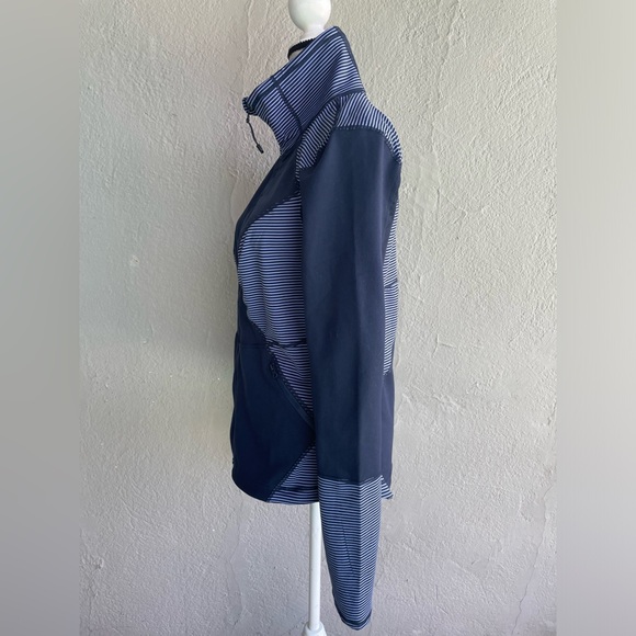 Zella Heathered Turquoise Blue Striped Zip Up Workout Jacket XL - Picture 5 of 12